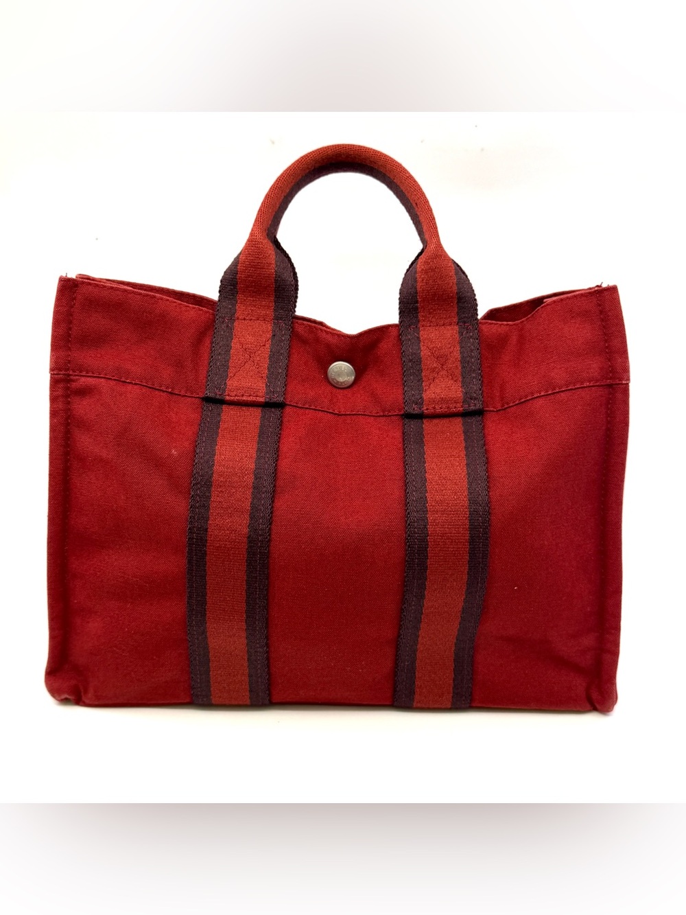 Authentic Hermes Fourre Tout  PM Handbag, Red color canvas